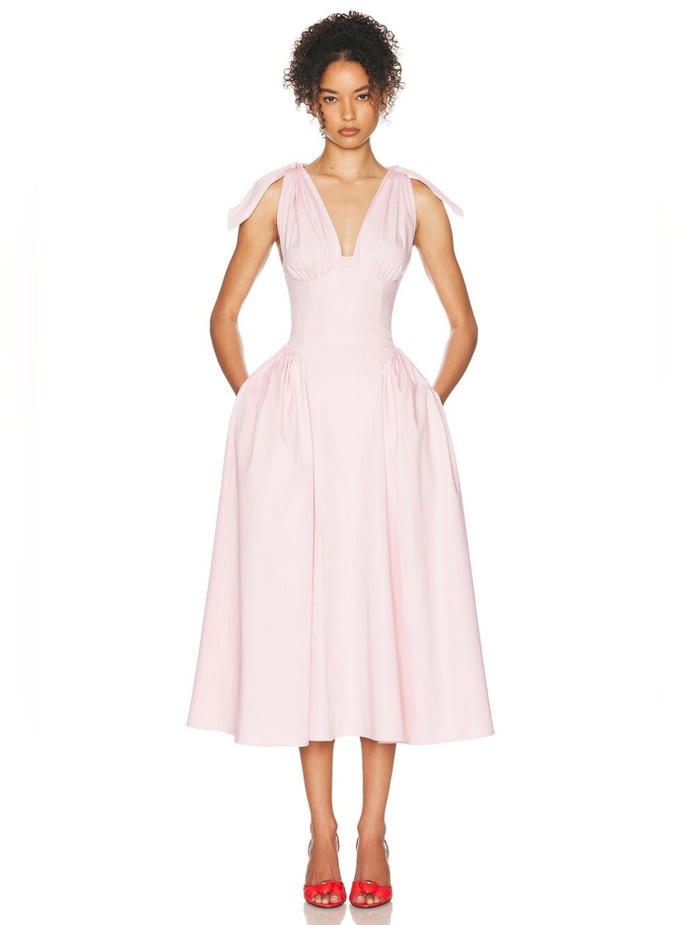 Helsa Women's Pink Fairweather Midi Dress Size SMALL